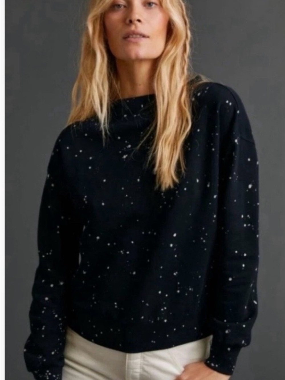 PILCRO Womens Black Speckled Pullover Elayna Sweatshirt